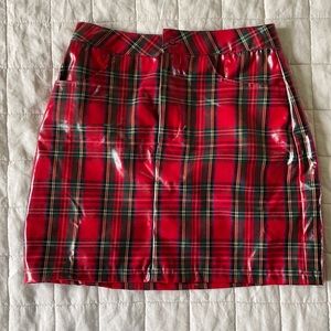 BRAND NEW Revolve High Waisted Plaid Vinyl Mini